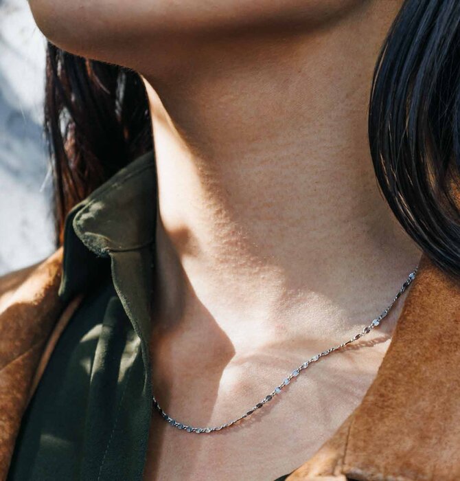 Necklace | Dainty Sunburst Chain 18" | Sterling Silver