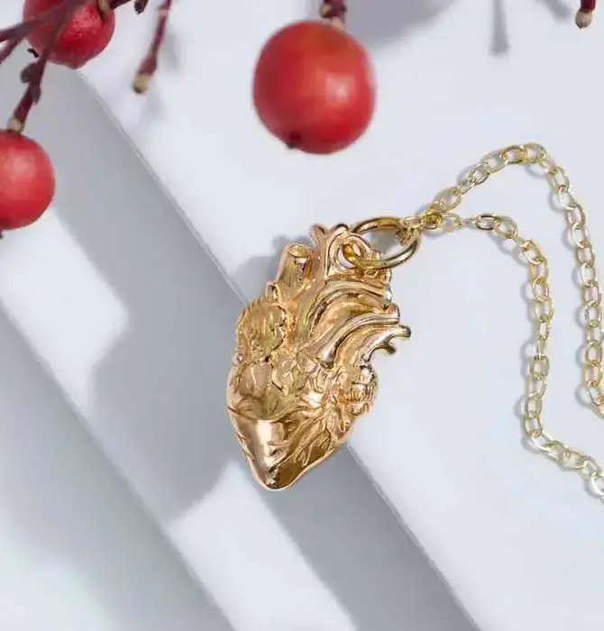 Necklace | Flat Anatomical Heart | Bronze Gold Filled