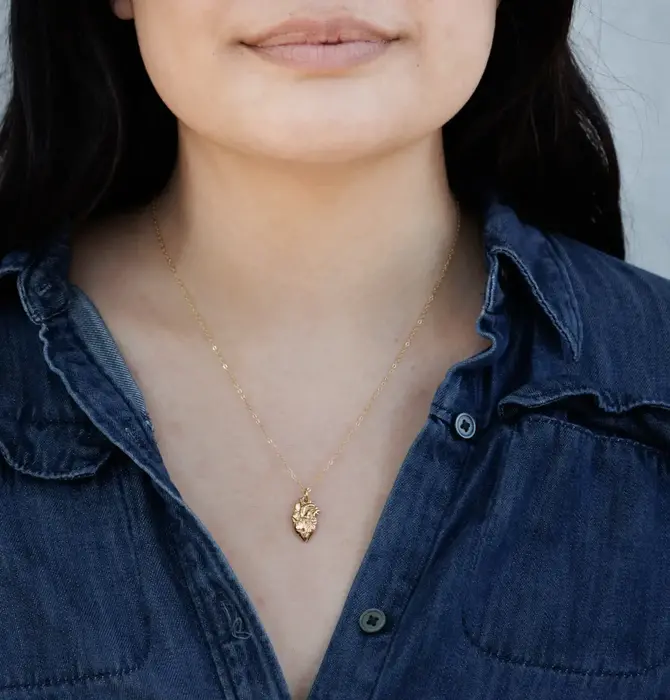 Necklace | Flat Anatomical Heart | Bronze Gold Filled