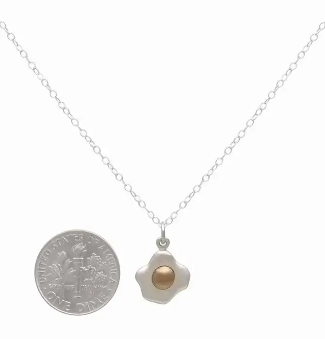 Necklace | Mixed Metal | Fried Egg