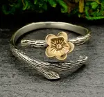 Ring | Cherry Blossom Flower Branch | Bronze Silver Adjustable