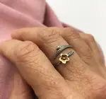 Ring | Cherry Blossom Flower Branch | Bronze Silver Adjustable