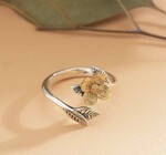 Ring Adjustable Dogwood Flower Sterling & Bronze