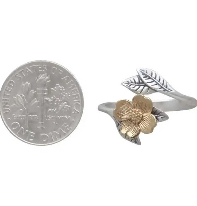 Ring | Dogwood Flower | Sterling & Bronze | Adjustable