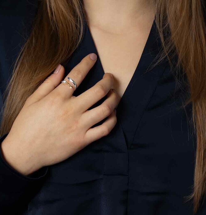 Ring | Adjustable Sword Bypass | Sterling & Bronze