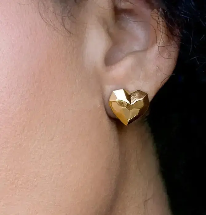 Earrings | Disco Heart Stud | 18KGP