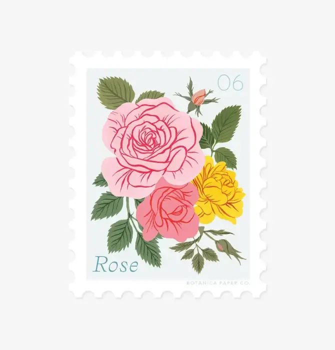 Vinyl Sticker | Stamp-Style | Rose Flower