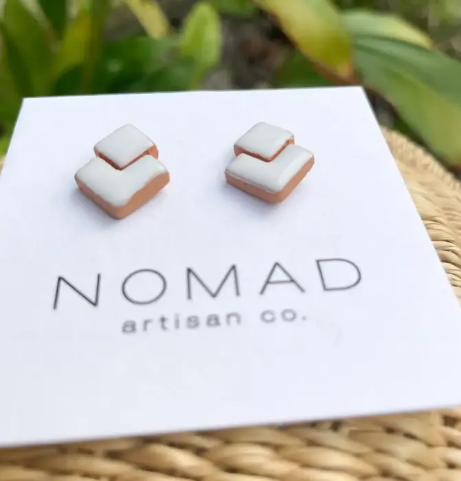 Earrings | Double Square Ceramic