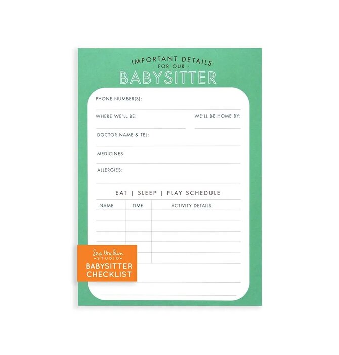 Notepad | Babysitter Checklist