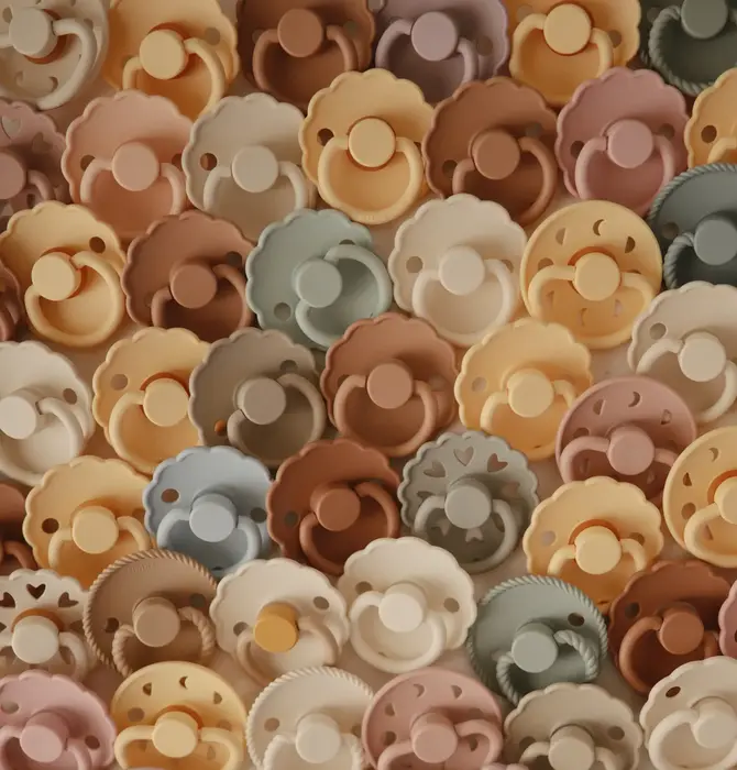 Pacifier | Brown Rubber Tip | Assorted Colors