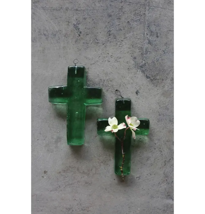 Decor | Cross | Recycled Glass | Green