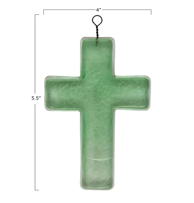 Decor | Cross | Recycled Glass | Green