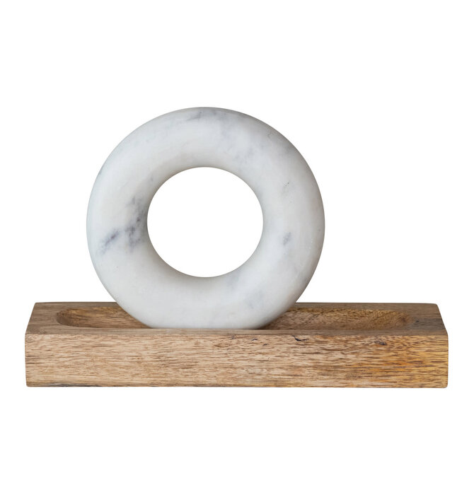 Moral & Pestle Set | Mango Wood | Marble Ring-Shaped