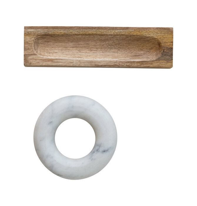 Moral & Pestle Set | Mango Wood | Marble Ring-Shaped
