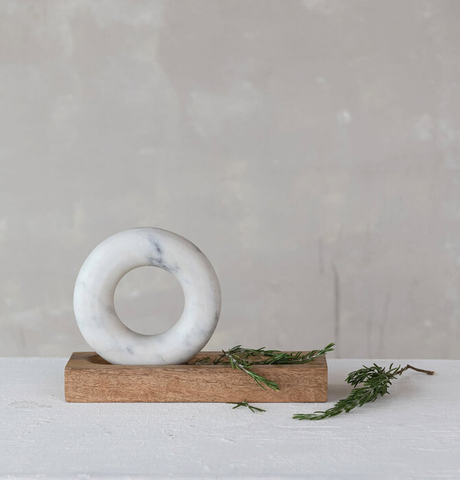 Moral & Pestle Set | Mango Wood | Marble Ring-Shaped