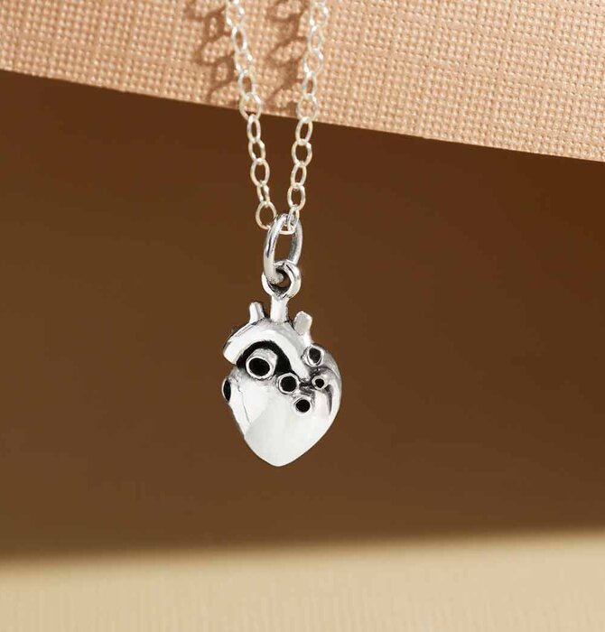 Necklace | Round Anatomical Heart | Bronze Gold Fill