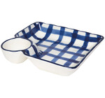 Plate | Dip n' Dish | Blue Gingham Grid