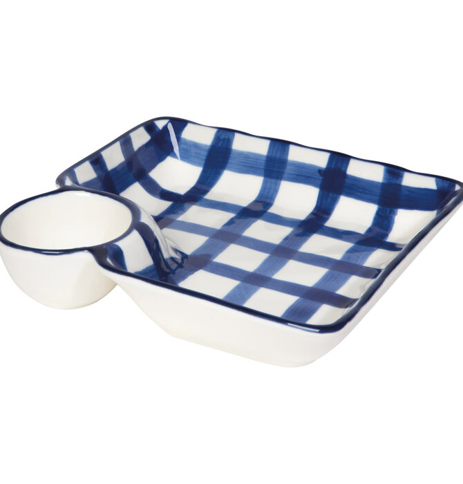 Plate | Dip n' Dish | Blue Gingham Grid