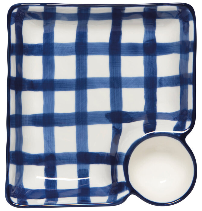 Plate | Dip n' Dish | Blue Gingham Grid