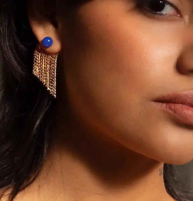 Earring Jackets | Glimmer | Blue Onyx Stone | 18KGP