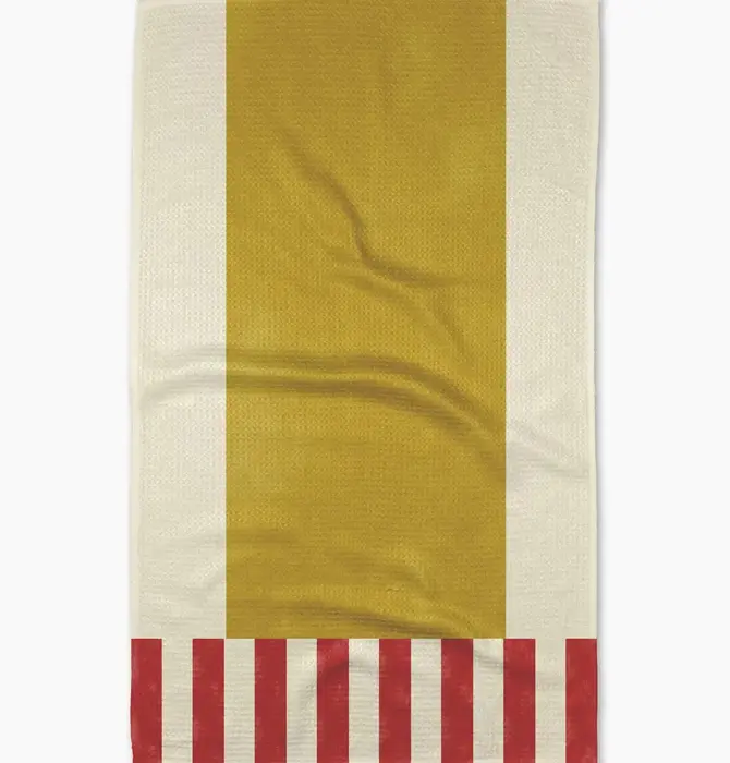 Tea Towel | Microfiber | Striped Heart Yellow