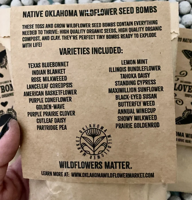 Seed "Love Bombs" Organic | Native Oklahoma Wildflower | 50-Pack