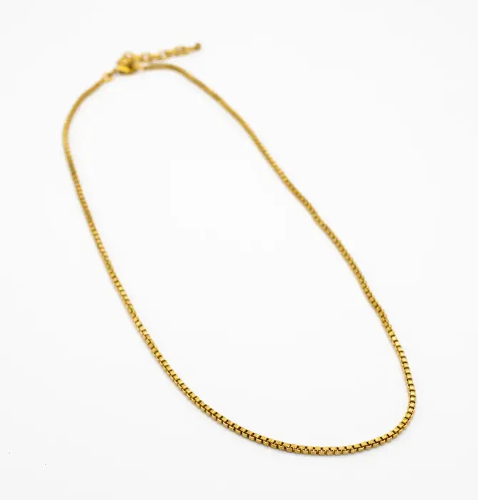 Necklace | Brass Box Chain 18"