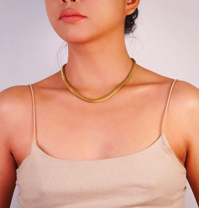 Necklace | Brass 3D Slink Chain 16"