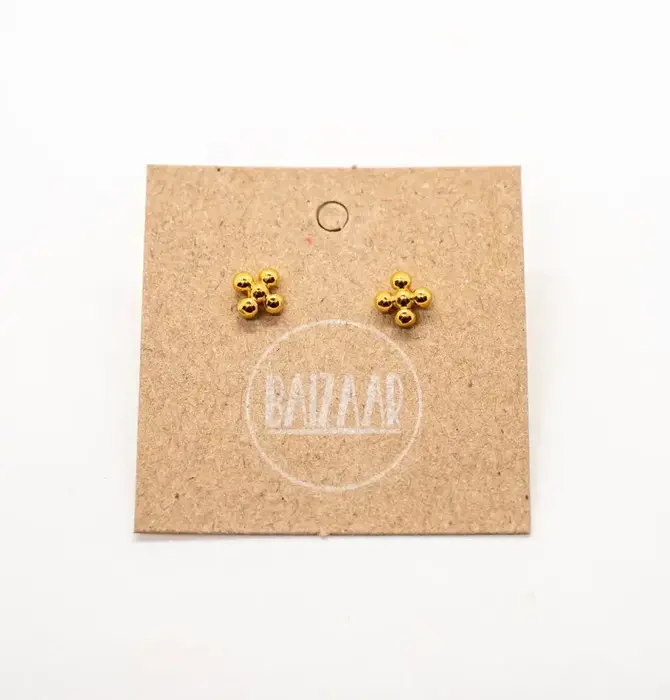 Earring Set | Dot Flower Stud | Gold