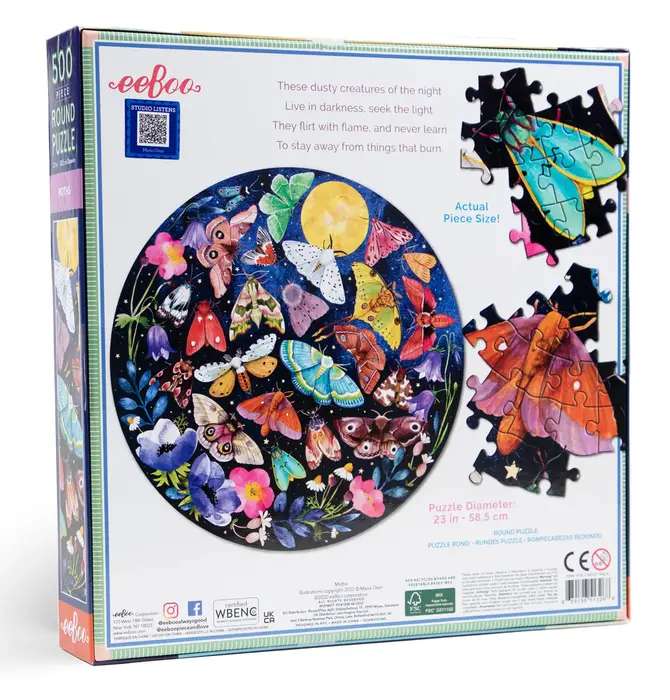 Puzzle | 500-Piece Round | Moths