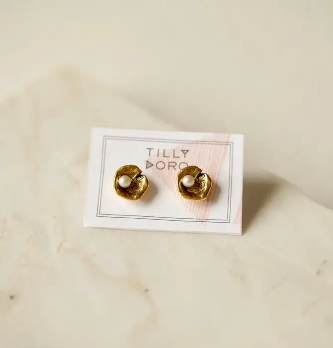 Earrings | Oyster Studs | 24KGP