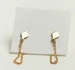 Earrings | Small Diamond & Chain Studs | 24KGP