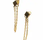 Earrings | Small Diamond & Chain Studs | 24KGP