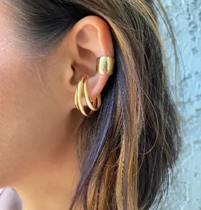 Earrings | Three Lines Dainty Ear Cuff | 18KGF