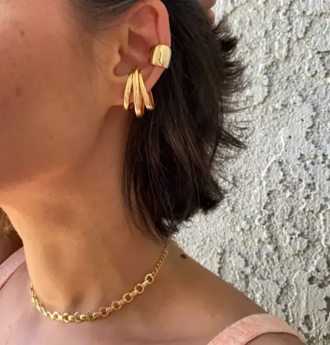 Earrings | Bold Plain Ear Cuff | 18KGF