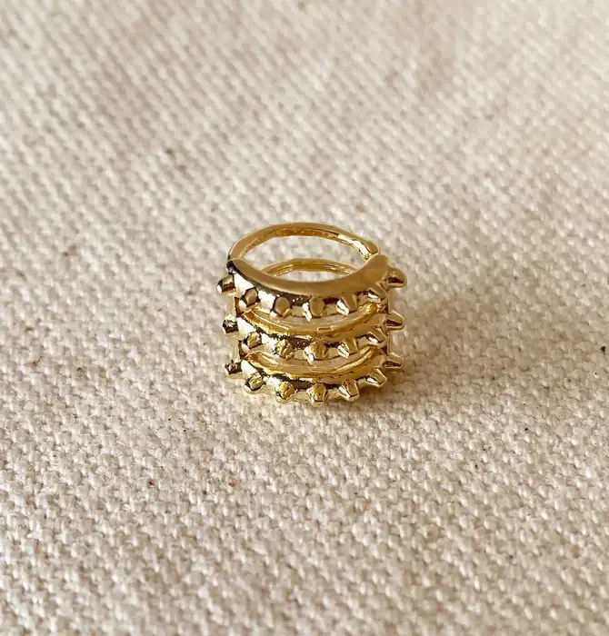 Earrings | Triple Short Spike Ear Cuff | 18KGF