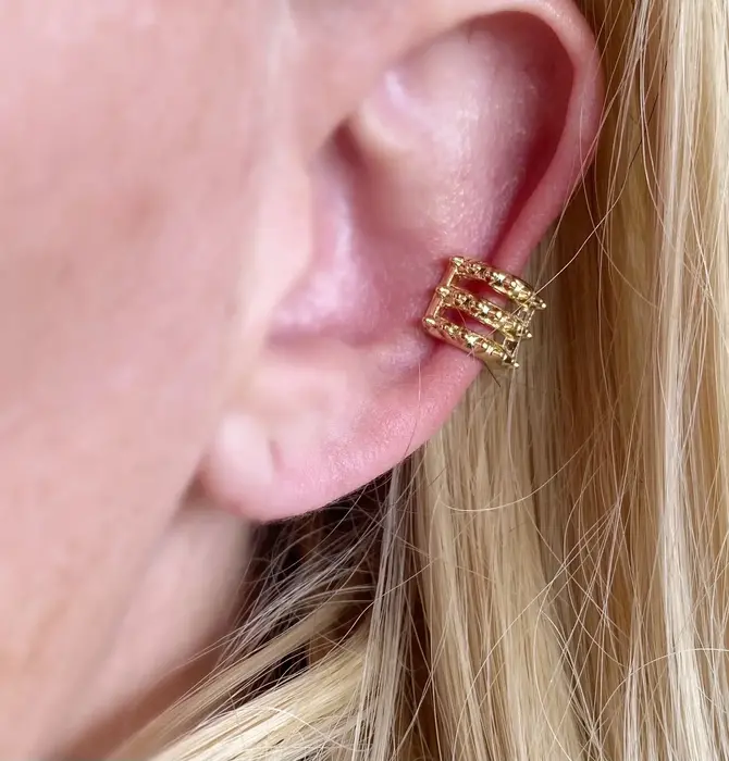 Earrings | Triple Short Spike Ear Cuff | 18KGF
