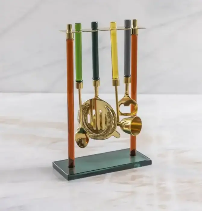 Bar Tool Set | Niko | Jewel-Toned Glass