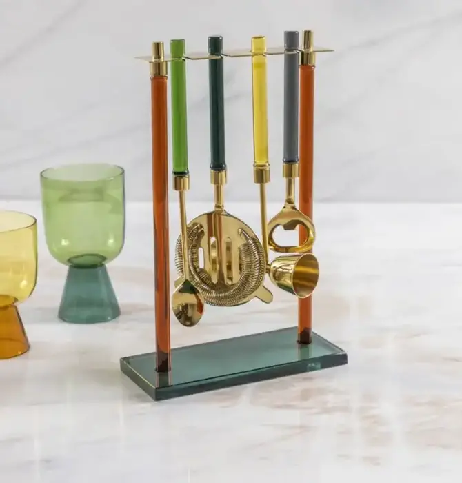 Bar Tool Set | Niko | Jewel-Toned Glass
