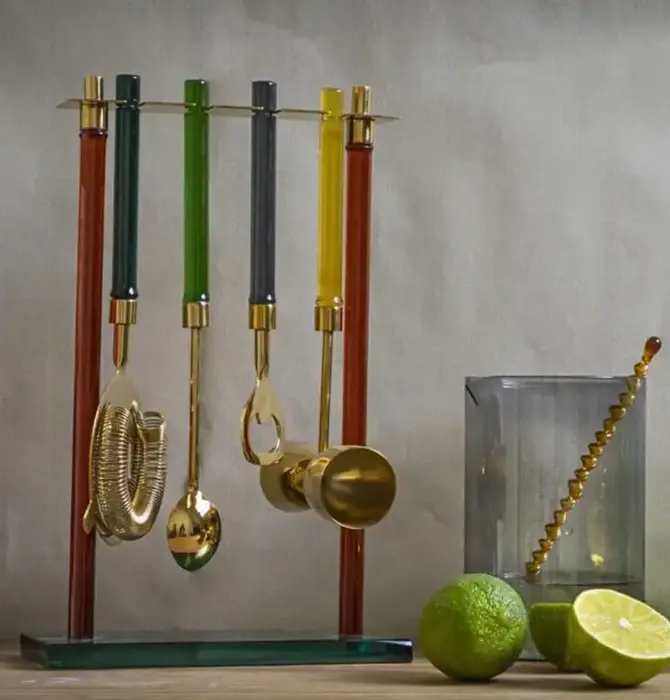 Bar Tool Set | Niko | Jewel-Toned Glass