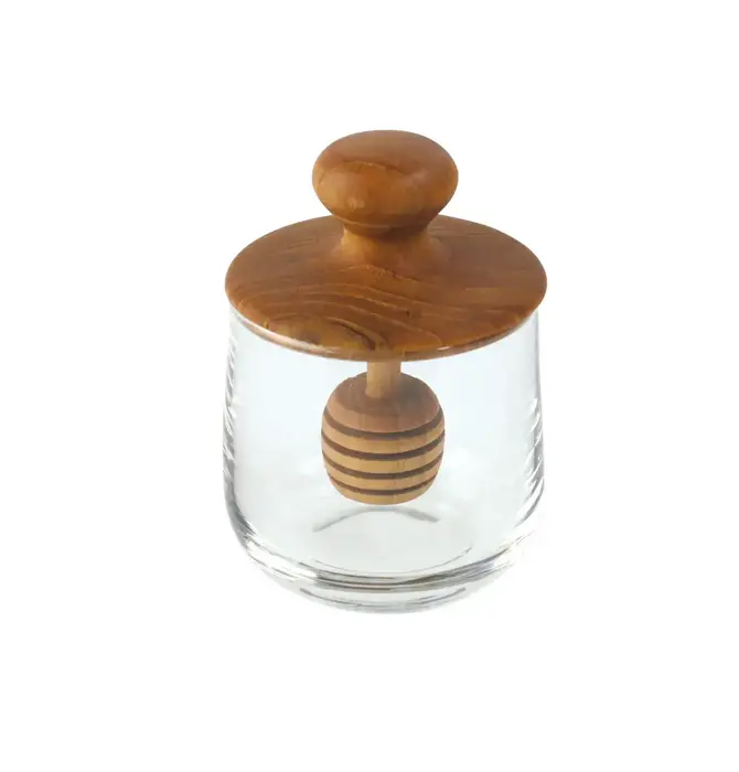 Honey Jar | Mini | Teak & Glass