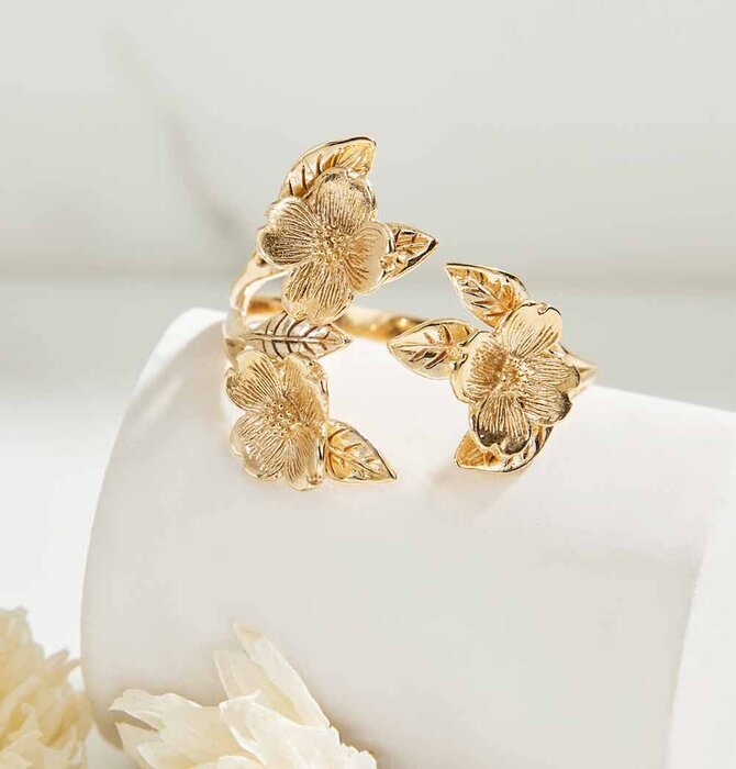 Ring | Dogwood 3-Flower | Bronze | Adjustable