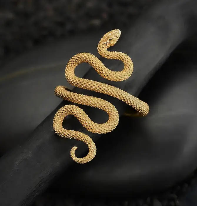 Ring | Adjustable Textured Snake | Bronze