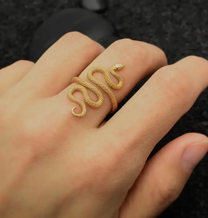 Ring | Adjustable Textured Snake | Bronze