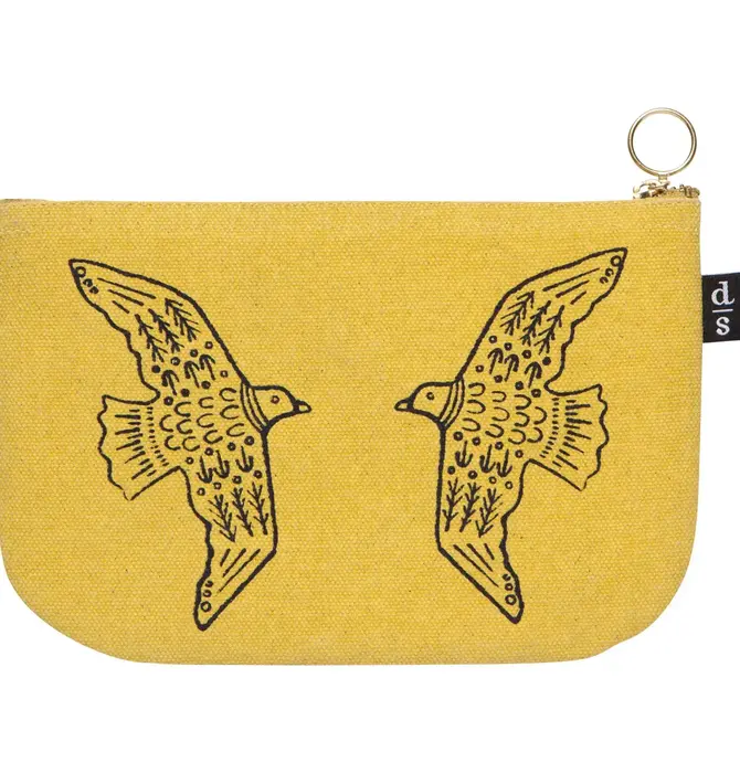 Zipper Pouch | Small | Moonlit | Yellow/Birds