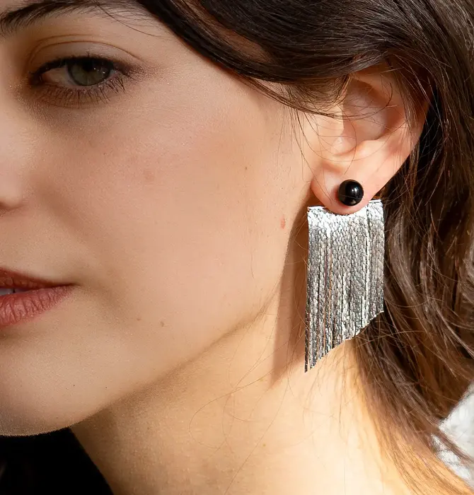 Earrings | Jackets | Glimmer | Hematite | Platinum-Plate