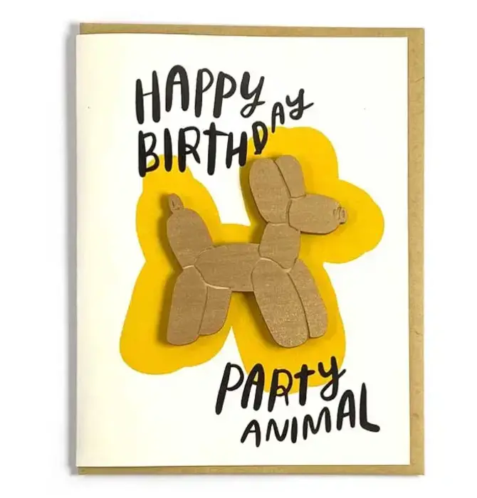 Card + Wood Magnet | Happy Birthday Party Animal
