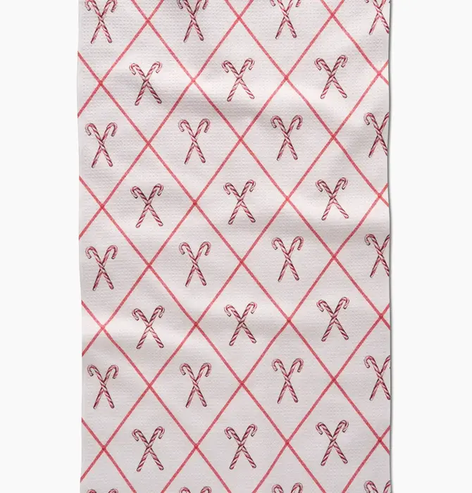 Tea Towel | Microfiber Holiday | Festive Candy Canes