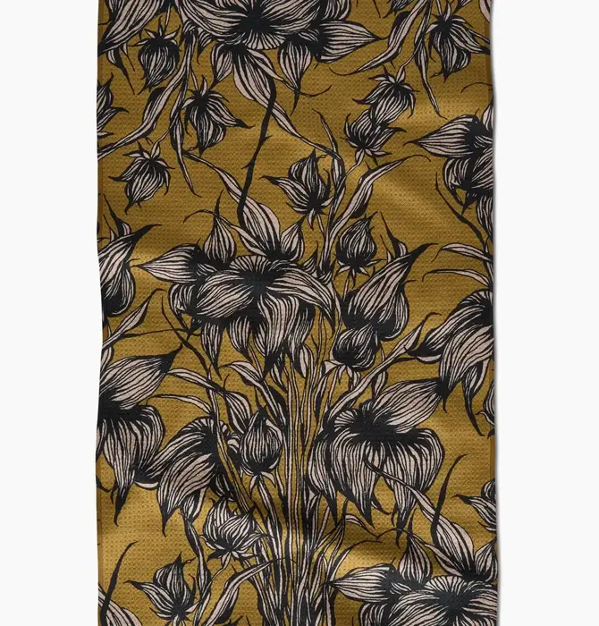 Tea Towel | Microfiber | Stay Saffron (Gold/Black)