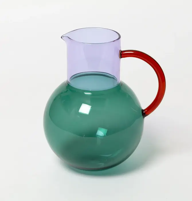 Jug | Pablo Glass | Large | Teal/Lilac/Amber